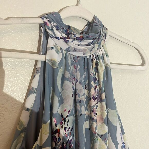 Adrianna Papell Women's Dress Mock Neck Prted Water Color MIDI Light Blue 2 NWT - Picture 8 of 8